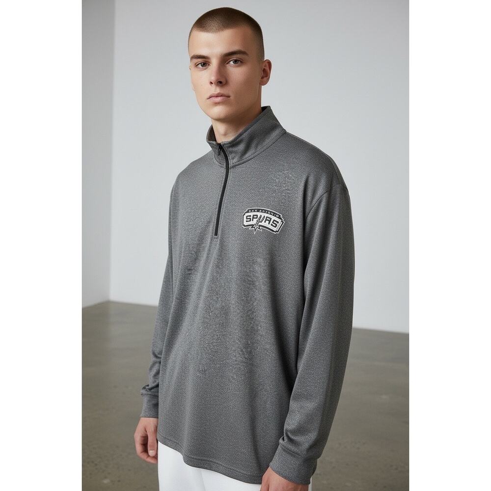 San Antonio Spurs Quarter Zip Pullover XL NBA Gray Athletic
